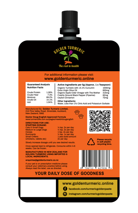 Turmeric Golden Paste for Pets Nutritional Facts